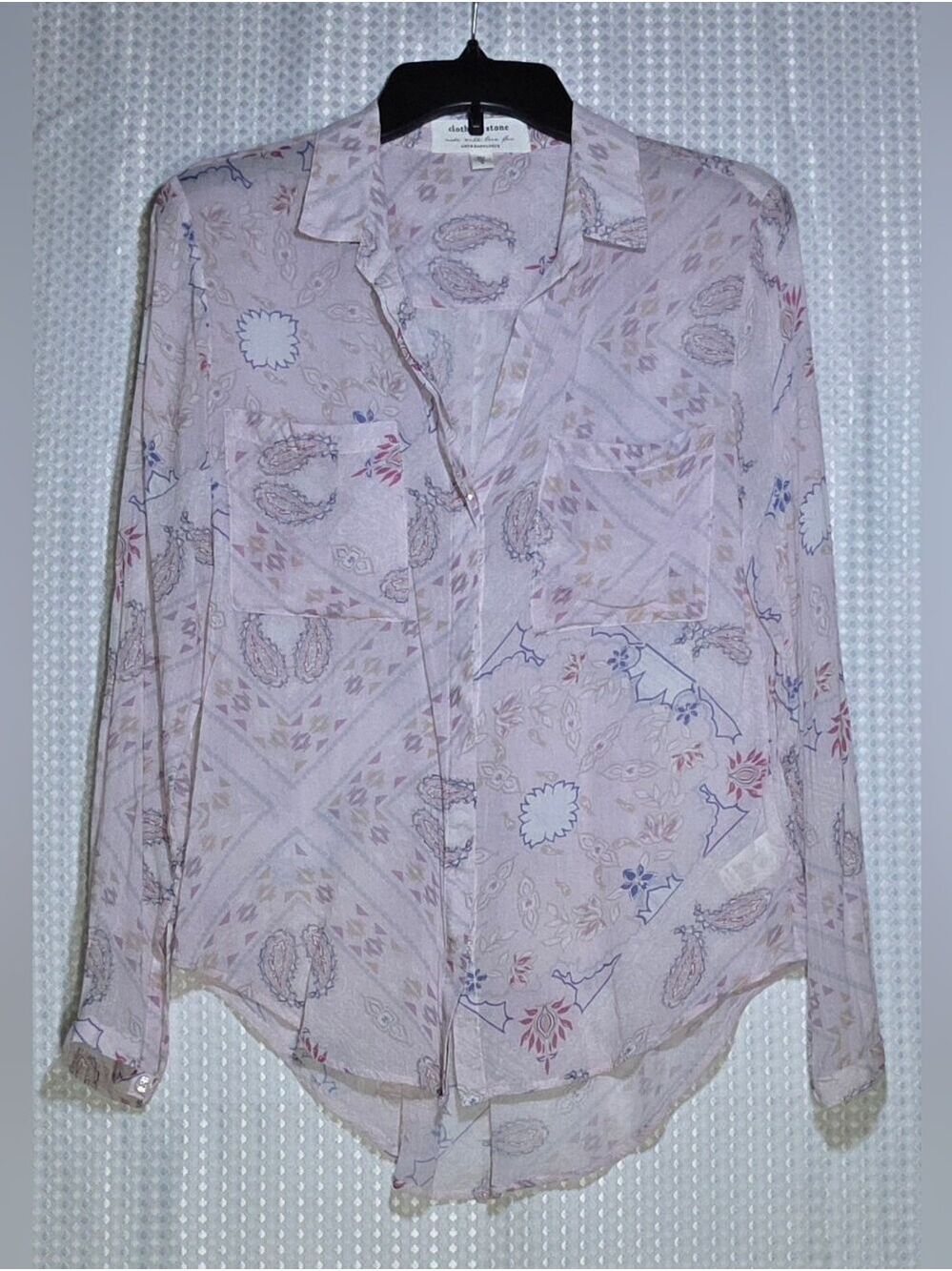 Cloth & Stone for Anthropologie Purple Paisley Tavari  Button Down Shirt - Picture 12 of 14